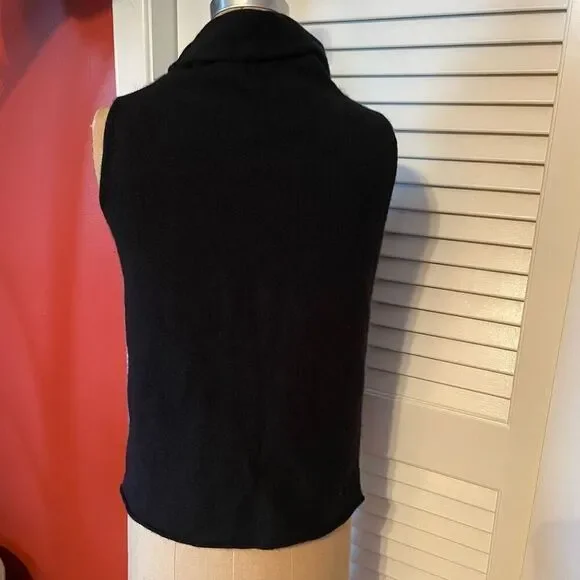 MARGARET O’LEARY | black high neck sleeveless cashmere sweater M - Picture 5 of 12